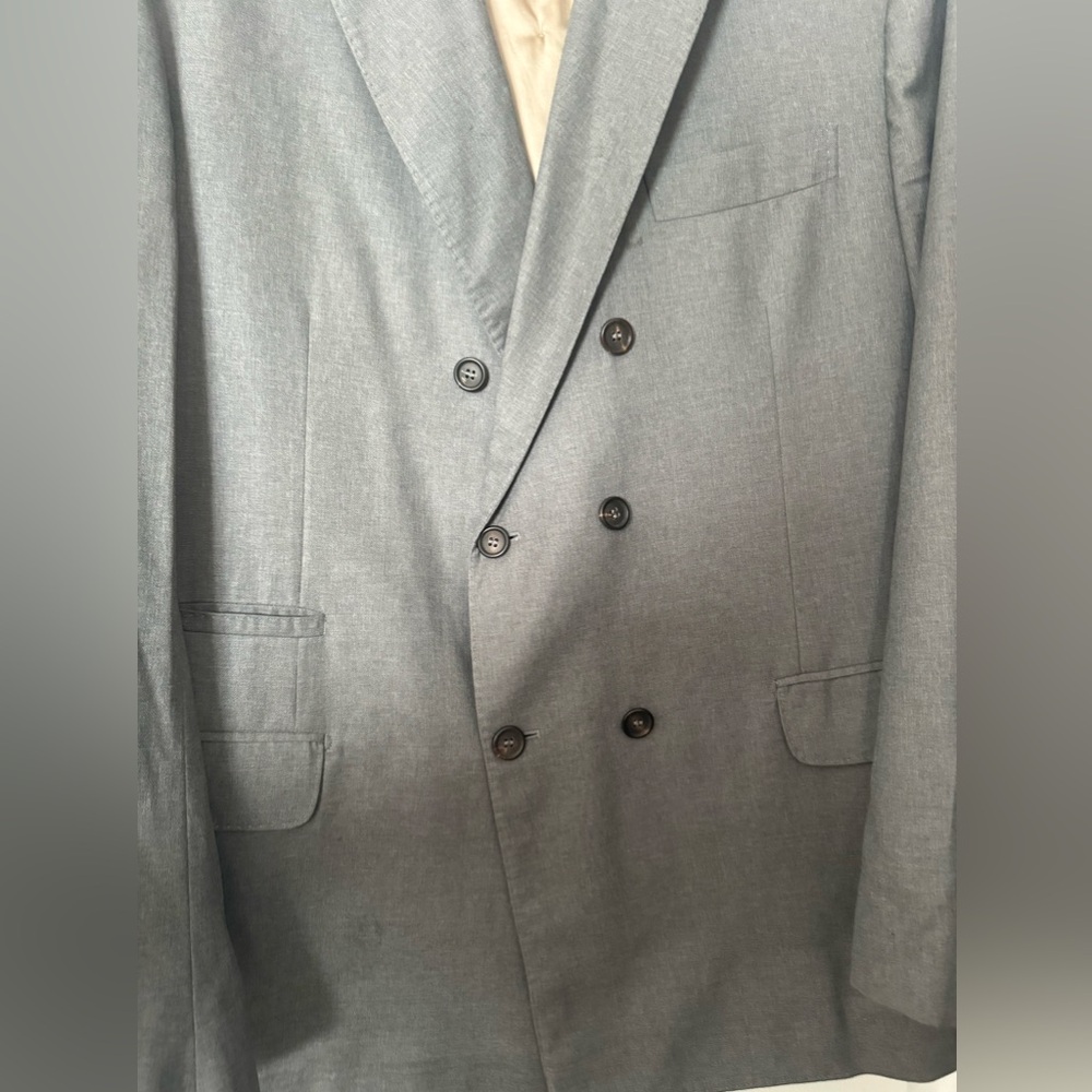 Double breasted suit jacket.
